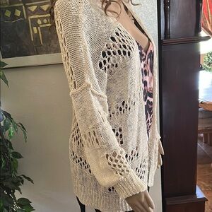 Cream Open-Knit Women's Sweater
